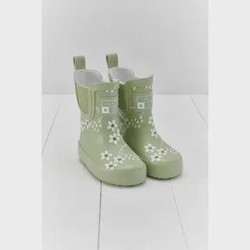 Spring Green Floral Short Color-Changing Kids Wellies
