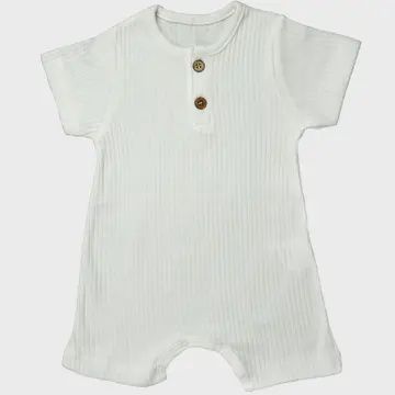 Baby Romper, 100% Organic Cotton, Colour: Off White, Size: 3-6M