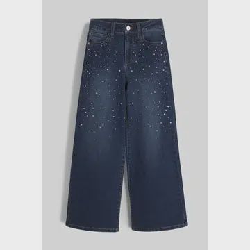 Girls Ava Rhinestone Wide Leg Jeans