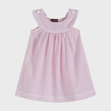 Pink Seersucker Yoke Dress, Size: 2T