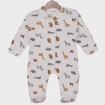Safari Design Ribbed Romper – Organic Cotton