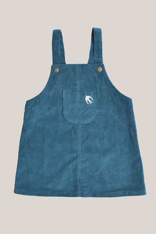 Birdy Embroidered Blue Corduroy Dress