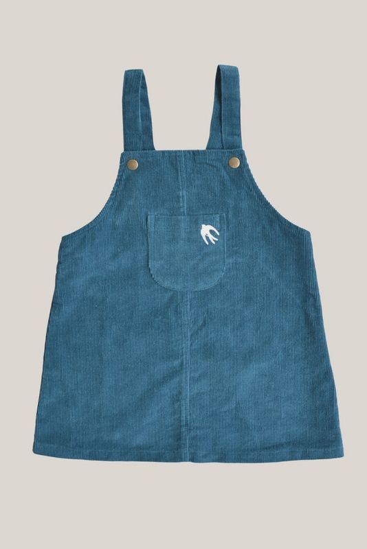 Birdy Embroidered Blue Corduroy Dress