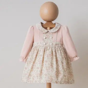 Baby Girl Nostalgic Dress Made of Linen, Size: 3-6M