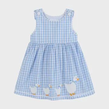 Blue Gingham Goose A Line Dress, Size: 3-6M