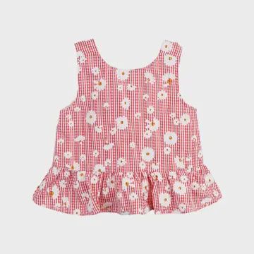 Floral Plaid Vest, Size: 4T, Colour: Red