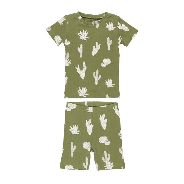 Short Sleeve PJ Set (Sage Cactus), Size: 2T