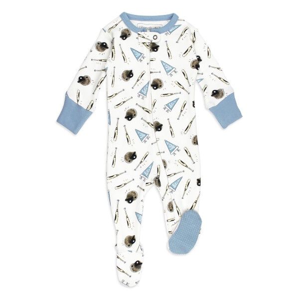 Vintage Baseball Cuffed Zipper Footie, Colour: Let&#39;s Go, Size: 0-3M
