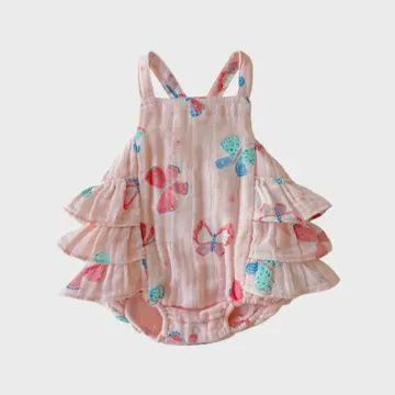 Whimsical Butterflies / Muslin Ruffle Sunsuit