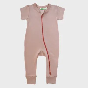 Essential Basics &#39;2-Way&#39; Zip Romper - Short Sleeve 0-3M, Colour: Dusty Pink