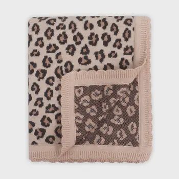 Leopard Animal - Organic Cotton Jacquard Knit Baby Blanket