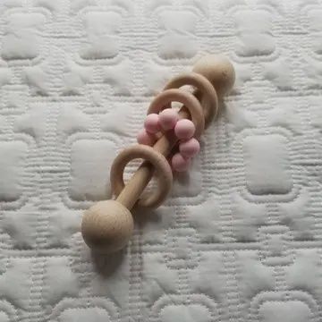Silicone &amp; Beech Wood , Teething Rattle