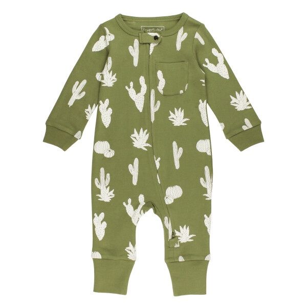 Organic Footless 2-way Zipper Romper, Colour: Sage Cactus, Size: 9-12M