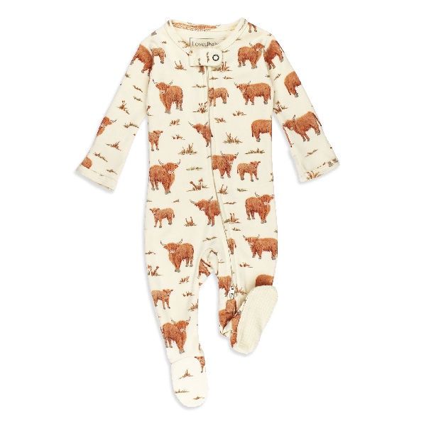 2 Way zipper footie L'oved baby, Colour: Highland Cow, Size: 0-3