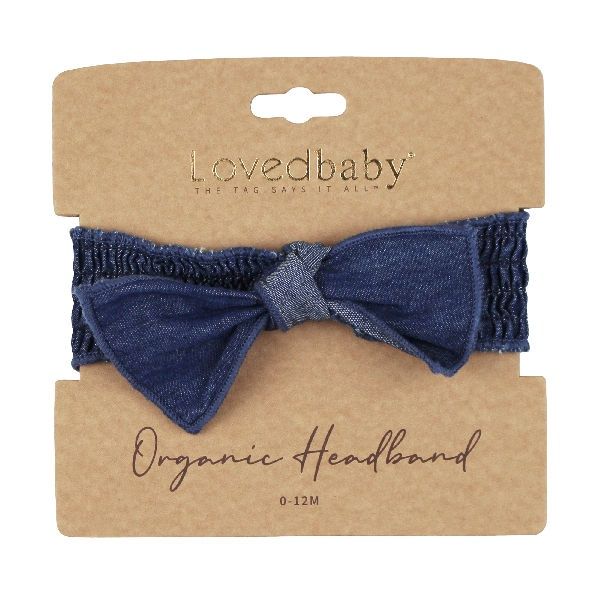 L'oved baby Organic Cotton Headband, Colour: Denim, Size: 0-12M
