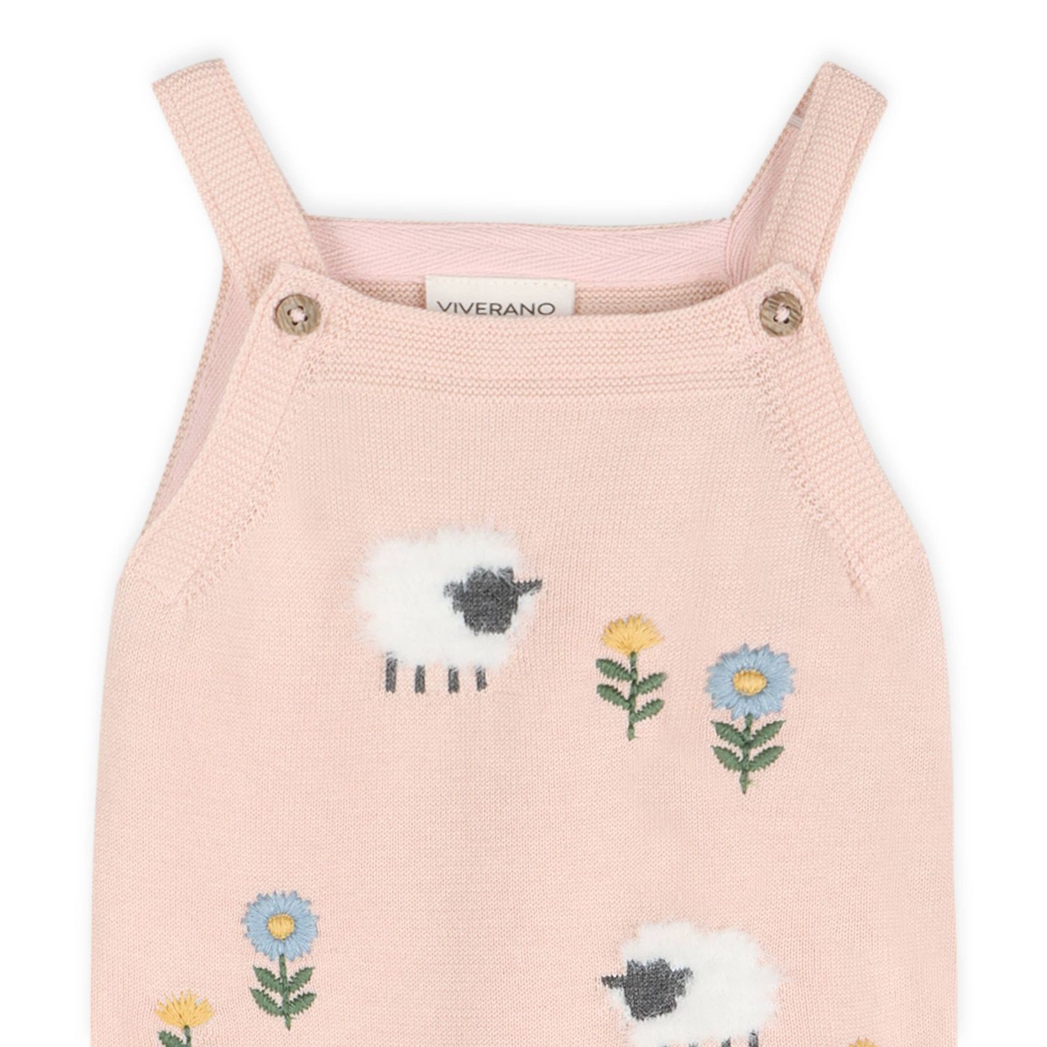 Lamb Cozy Knit Baby Overall Set (Organic Cotton): Sweet Pink