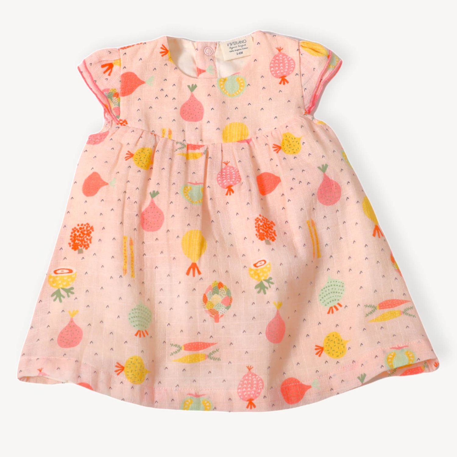 Veggie Baby Cap Sleeve Muslin Dress Bloomer (Organic Muslin): Blush / 6-12M
