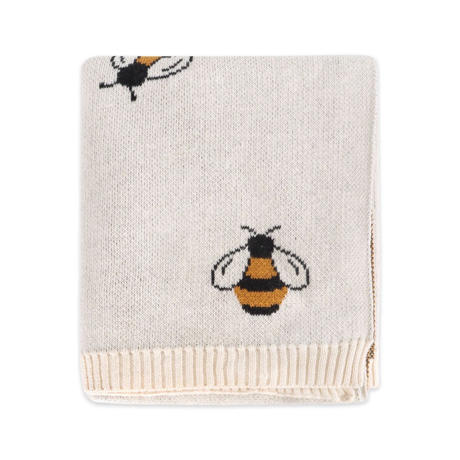 Bee - Organic Cotton Jacquard Sweater Knit Baby Blanket: One Size