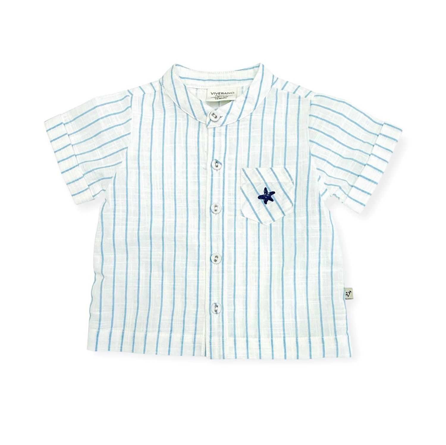 Jasper Baby Shirt + Shorts Set (Organic) : Sea Blue Stripe / 12-18M