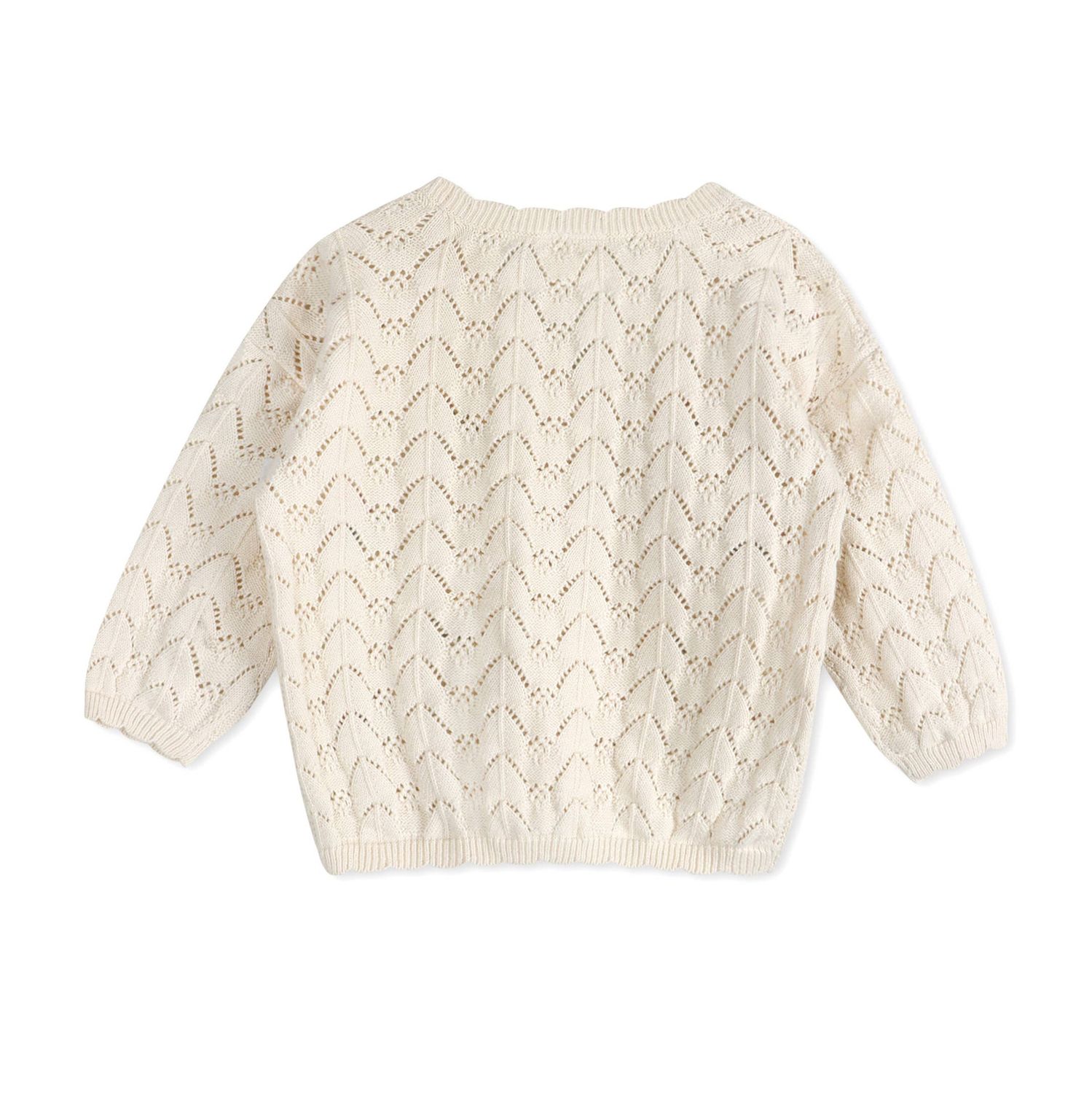 Hazel Floral Textured Baby Knit Cardigan (Organic Cotton): Natural / 12-18M