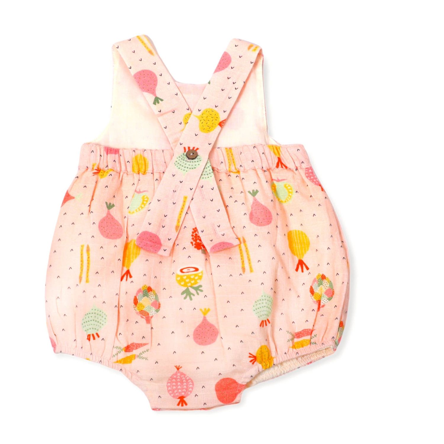 Veggie Salad Peter Pan Bubble Baby Romper (Organic Muslin): Blush / 3-6M