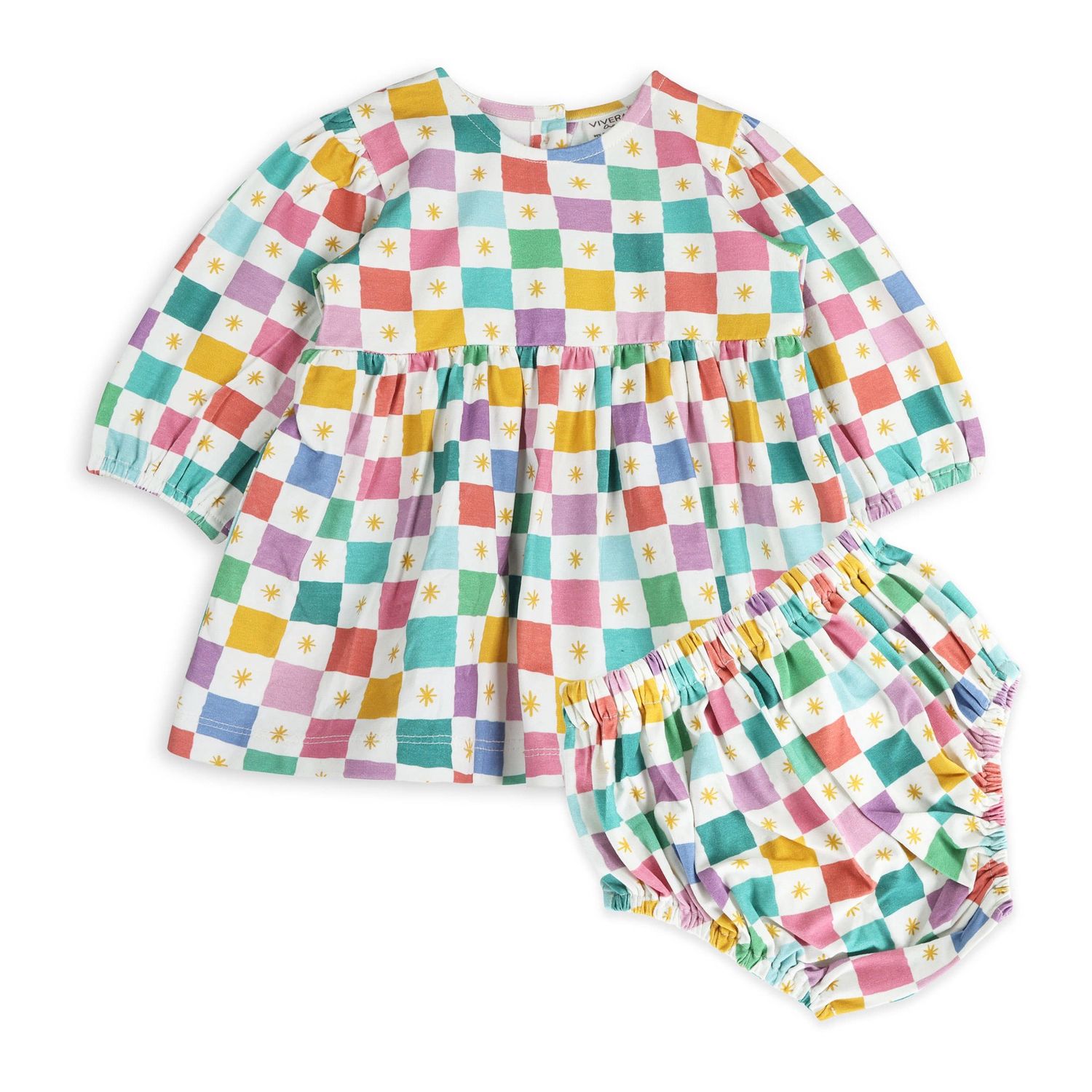 Colorful Checks Baby Dress &amp; Bloomer (Organic Jersey): Multi / 18-24M