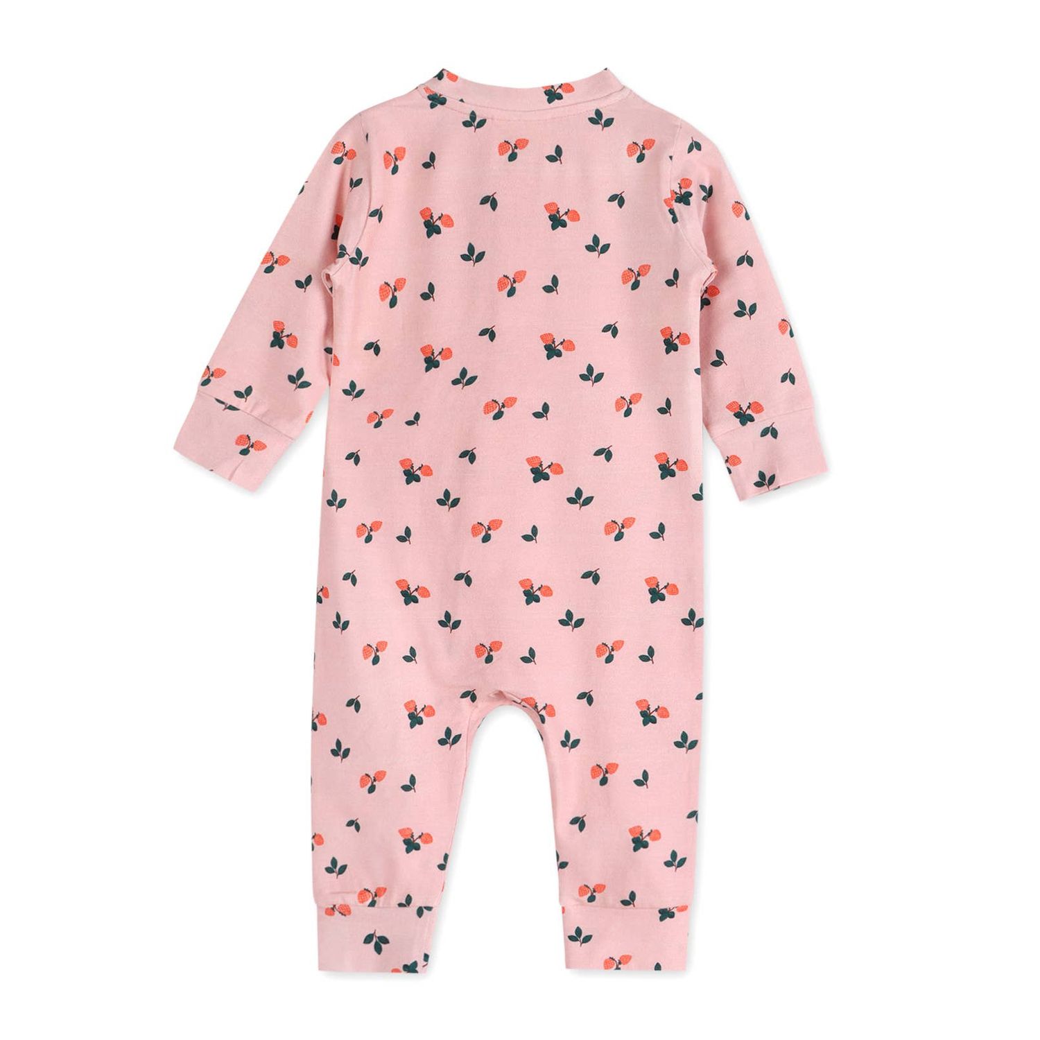 Strawberry Baby Ruffle Zipper Jumpsuit (Organic Jersey): Pink / 3-6M