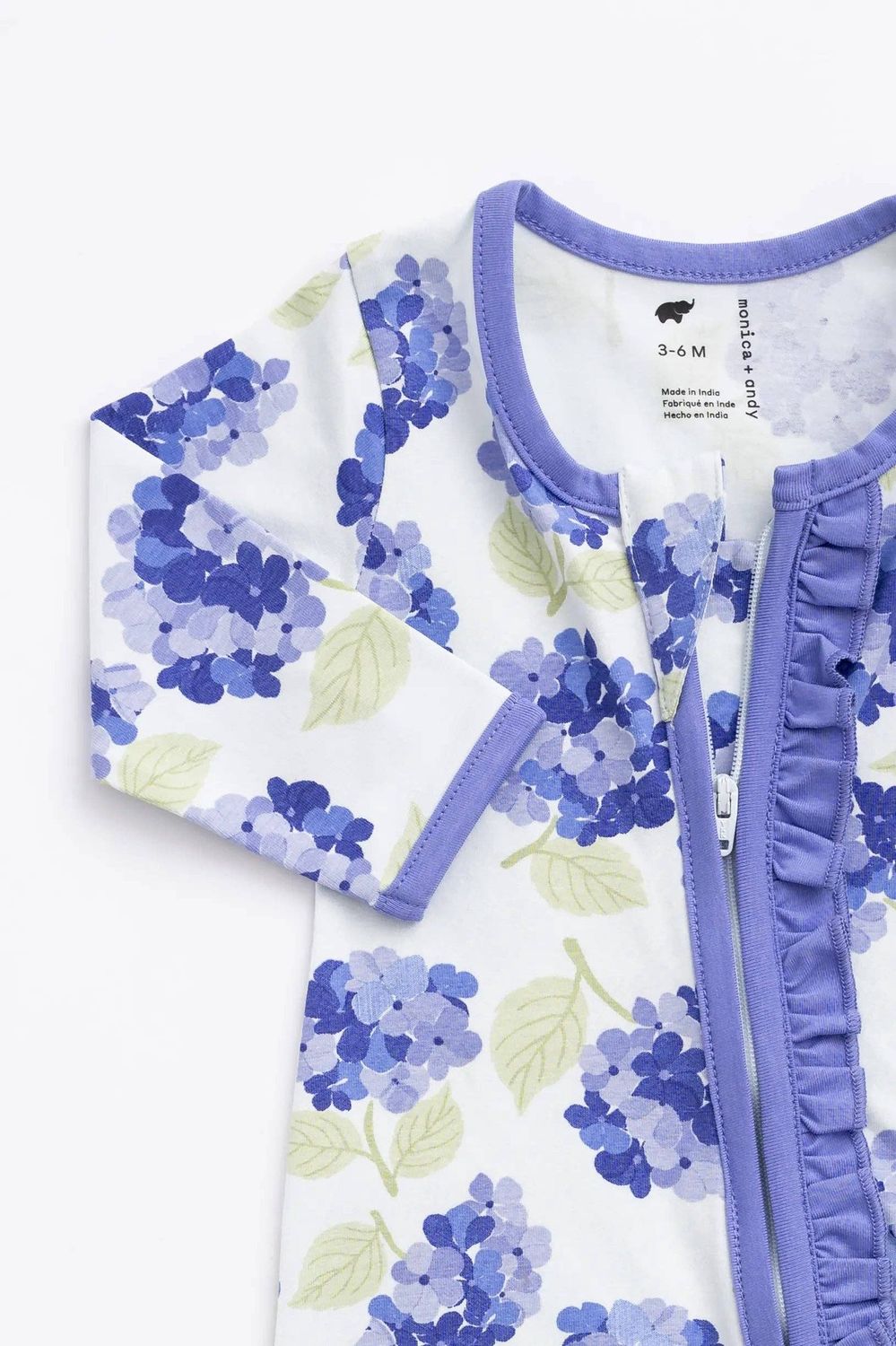 Baby Ruffle Zipper One-Piece_Iris Purple Hydrangeas