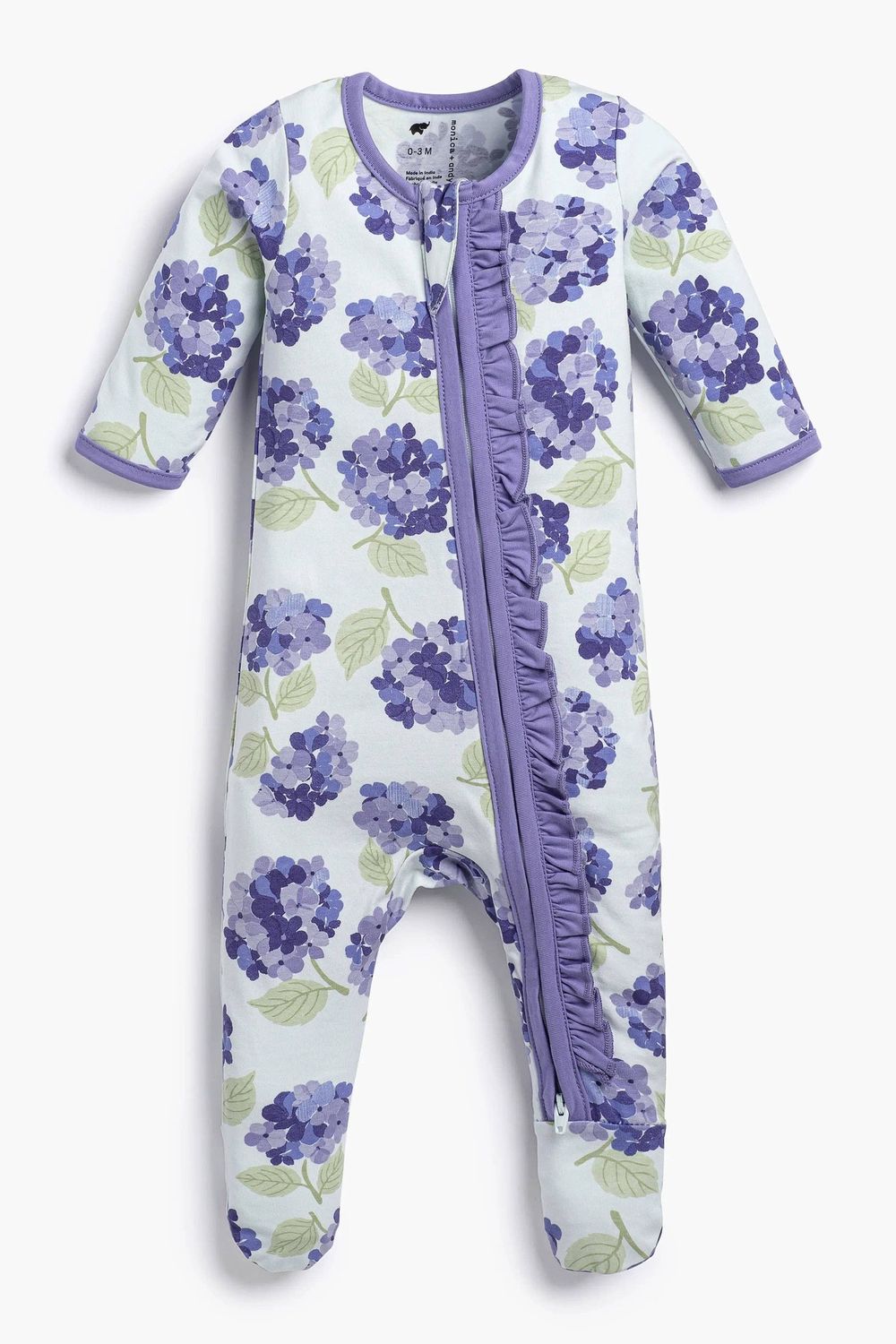 Baby Ruffle Zipper One-Piece_Iris Purple Hydrangeas