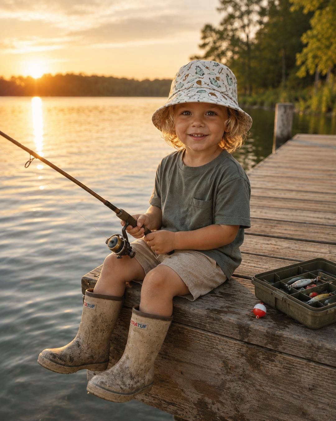 Kids Toddler Fishing Summer Bucket Hat
