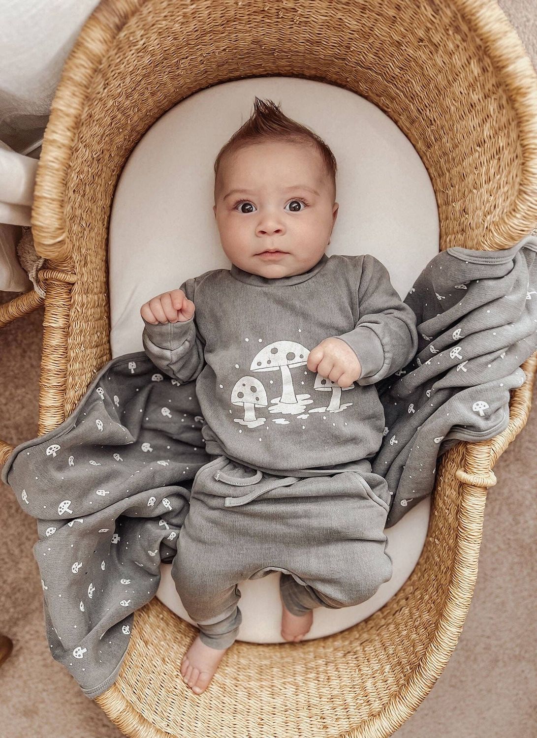Mist Mushrooms | Organic Cozy Graphic Sweatshirt &amp; Jogger Set