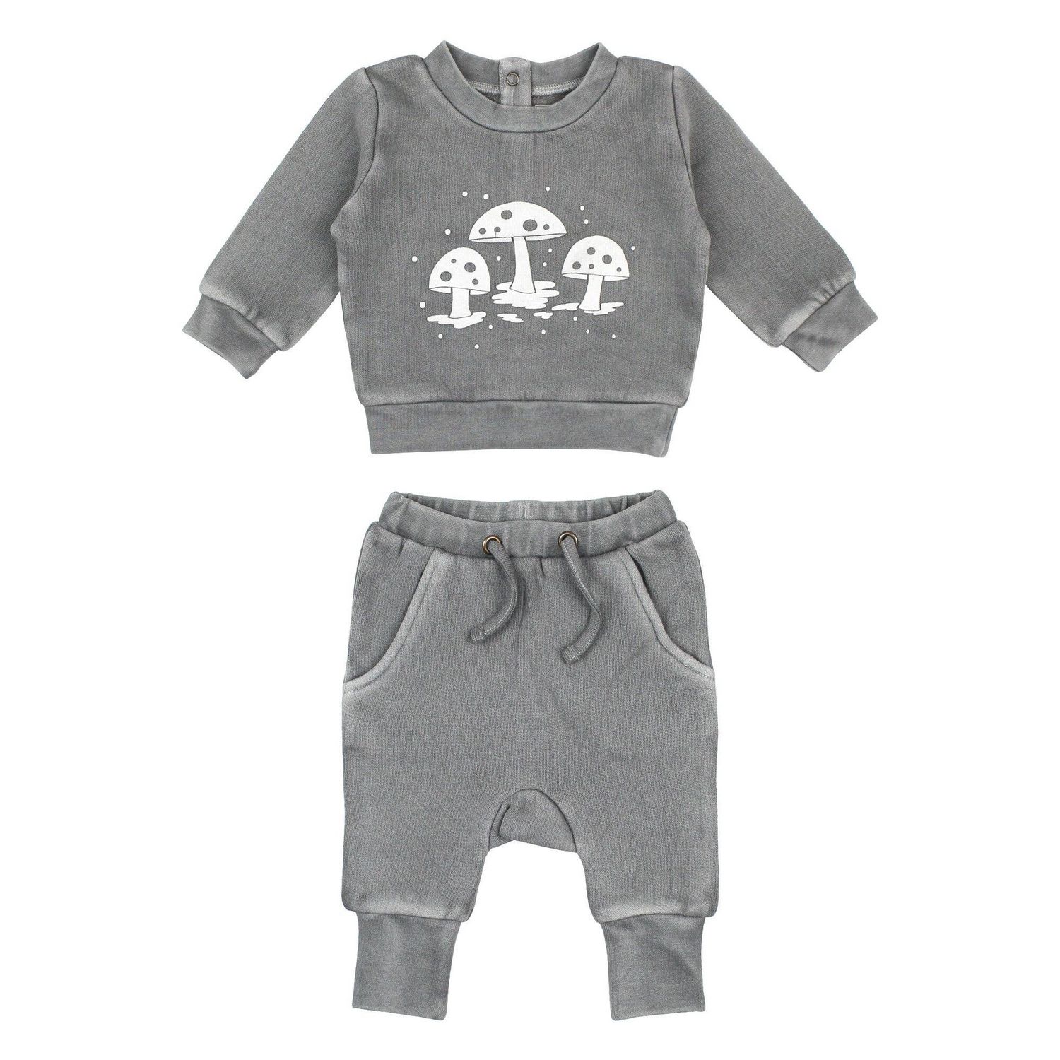 Mist Mushrooms | Organic Cozy Graphic Sweatshirt &amp; Jogger Set