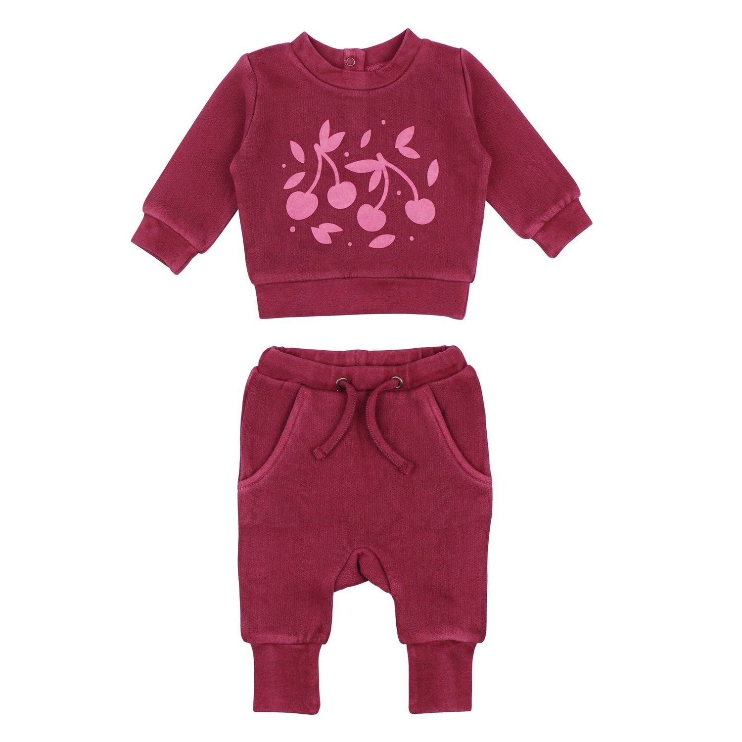 Sugarplum Cherries | Organic Cozy Graphic Sweatshirt &amp; Jogger Set
