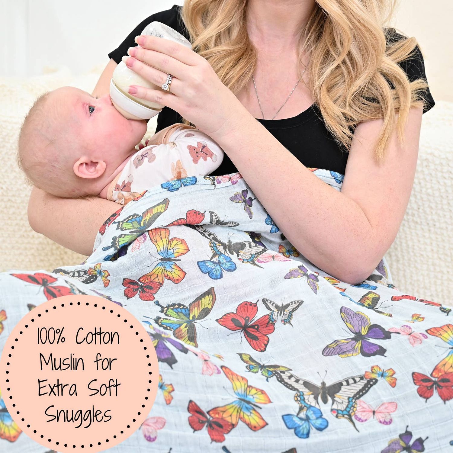 Baby Muslin Swaddle Blanket 47x47 Butterfly