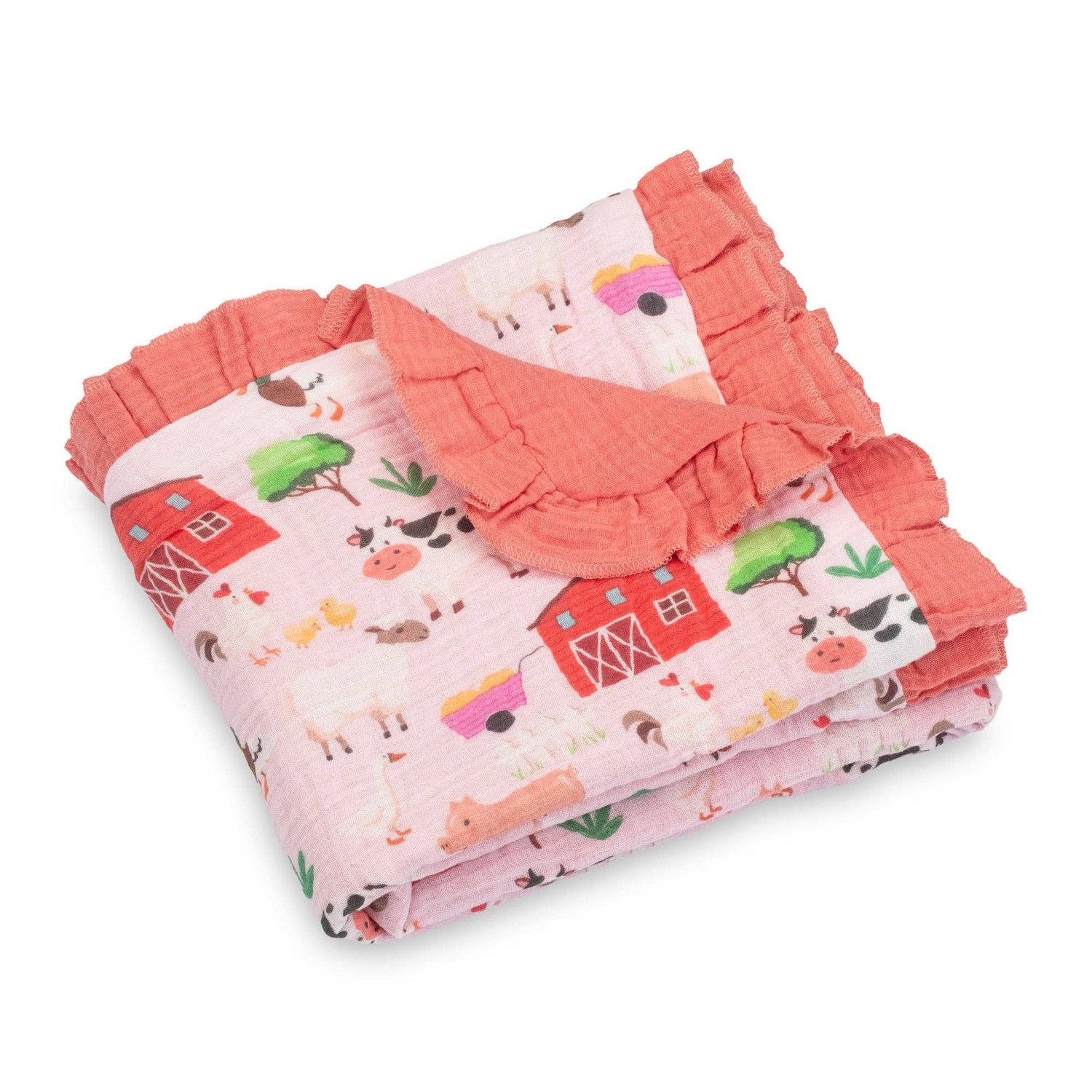 Muslin Quilt Baby &amp; Kids Ruffle Blanket Pink Pastures