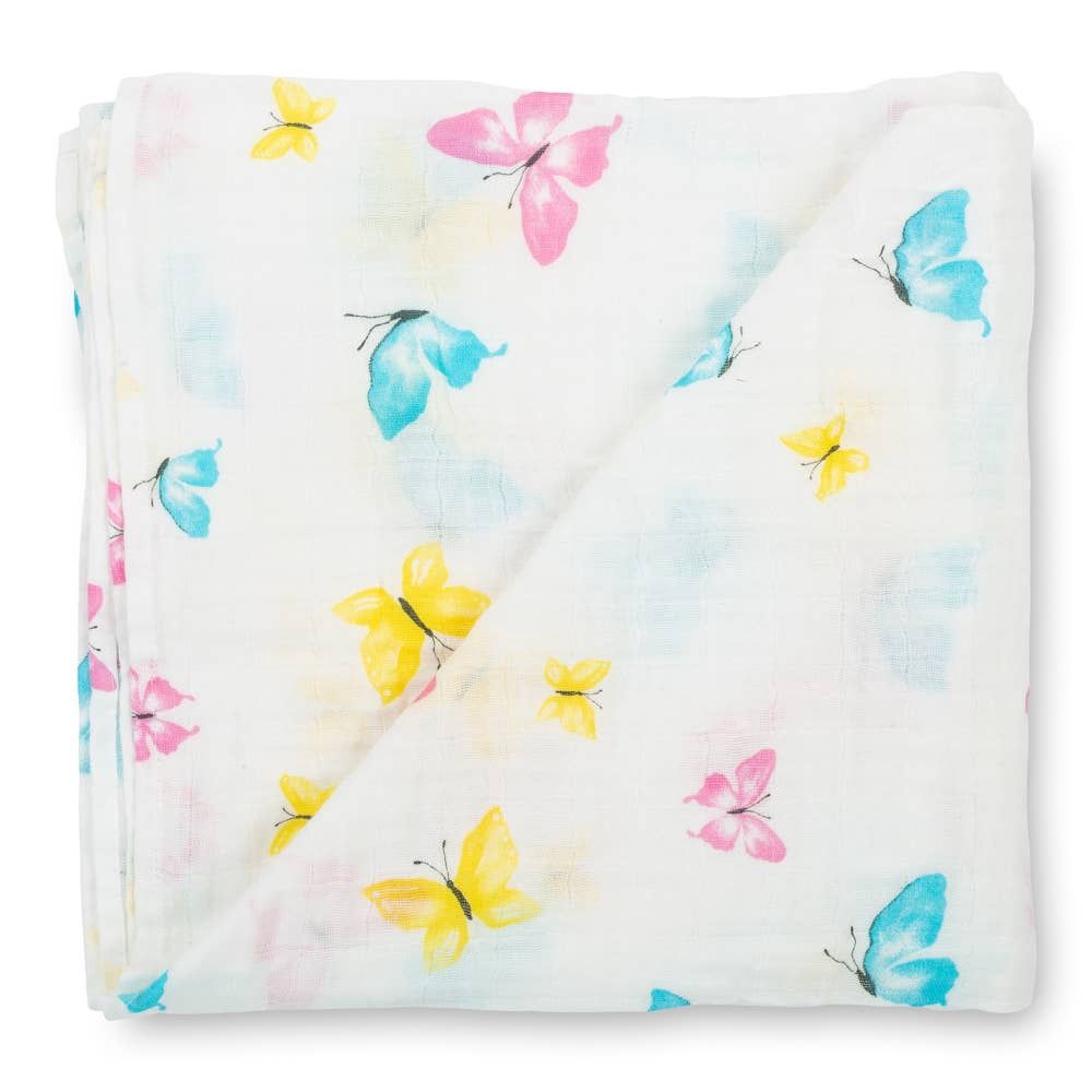 Baby Muslin Swaddle Blanket 47x47 Butterfly Kisses