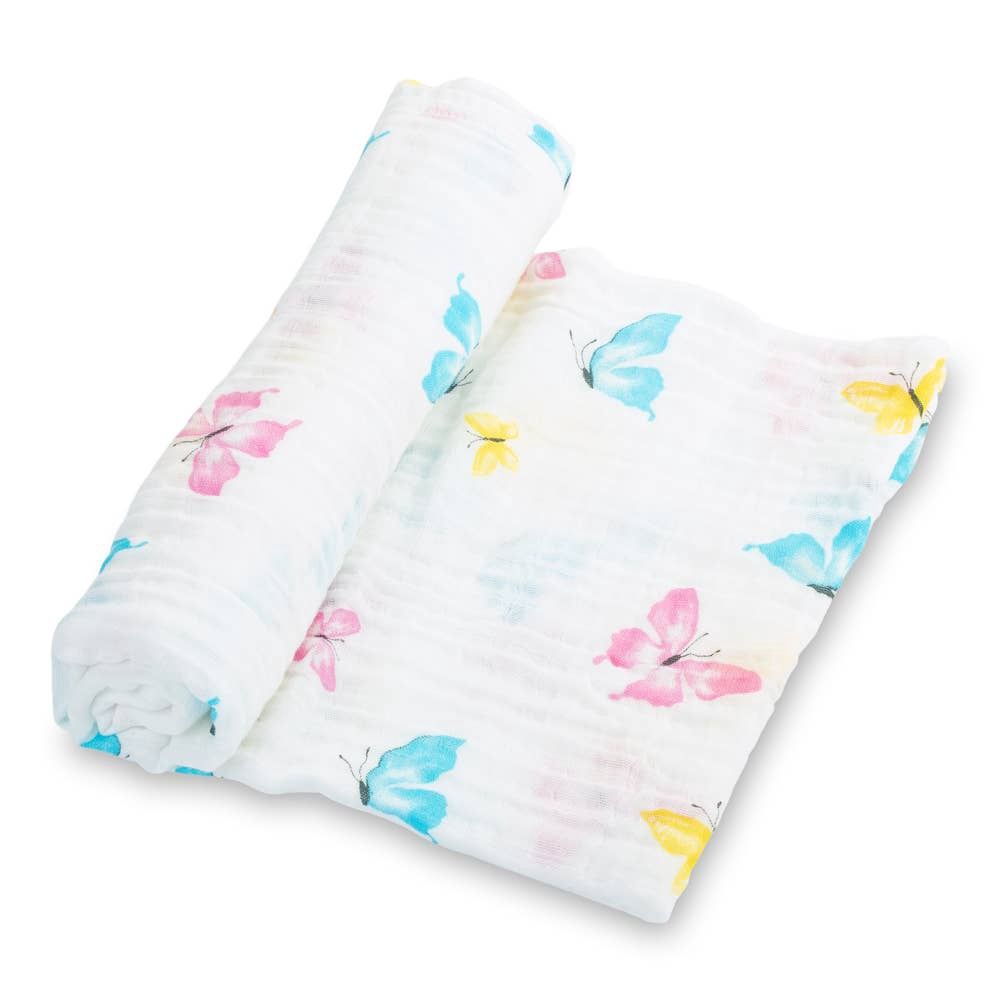 Baby Muslin Swaddle Blanket 47x47 Butterfly Kisses
