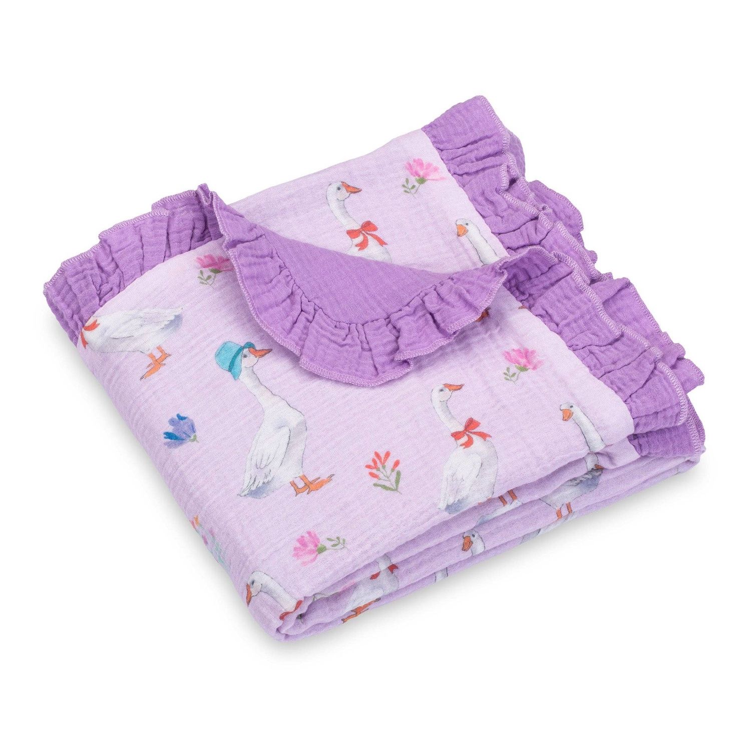 Muslin Quilt Baby &amp; Kids Ruffle Blanket Goose Parade