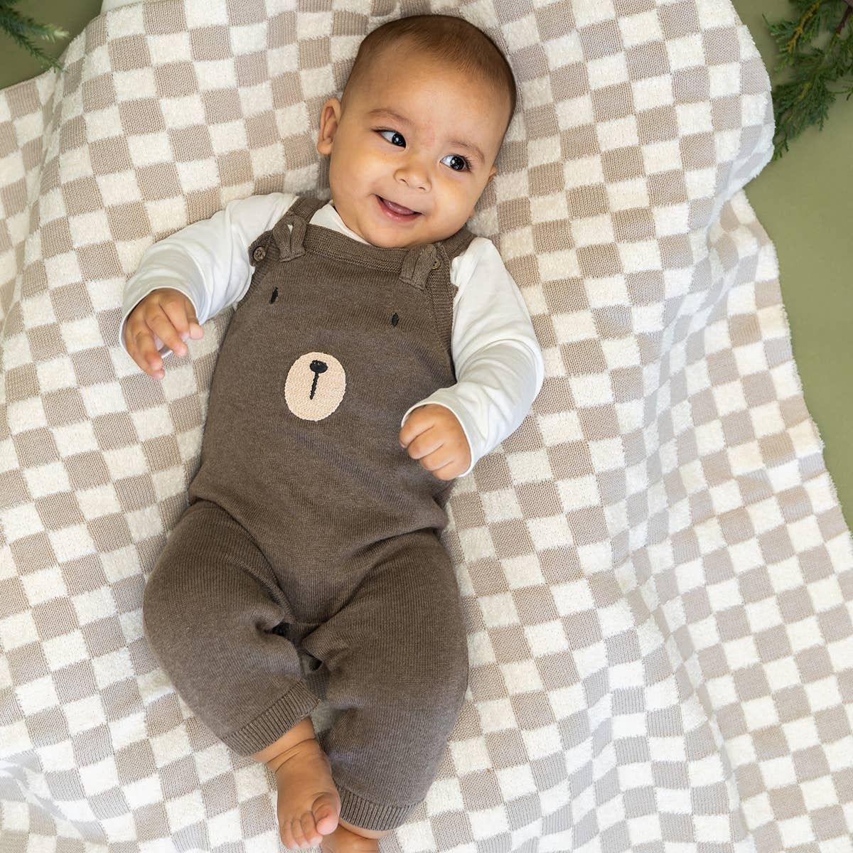 Bear Sweater Knit Baby Overall &amp; Bodysuit Set (Organic)