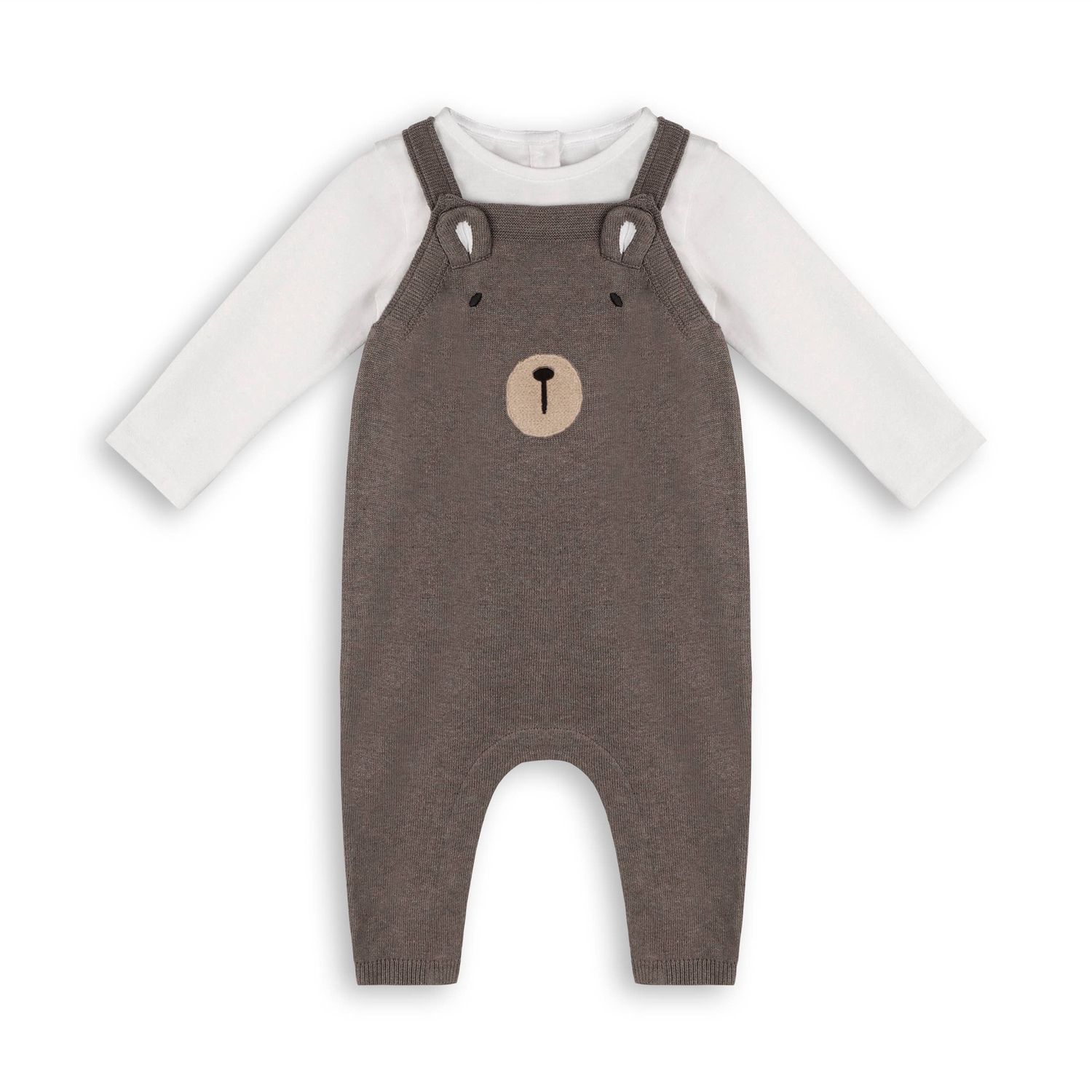 Bear Sweater Knit Baby Overall &amp; Bodysuit Set (Organic)