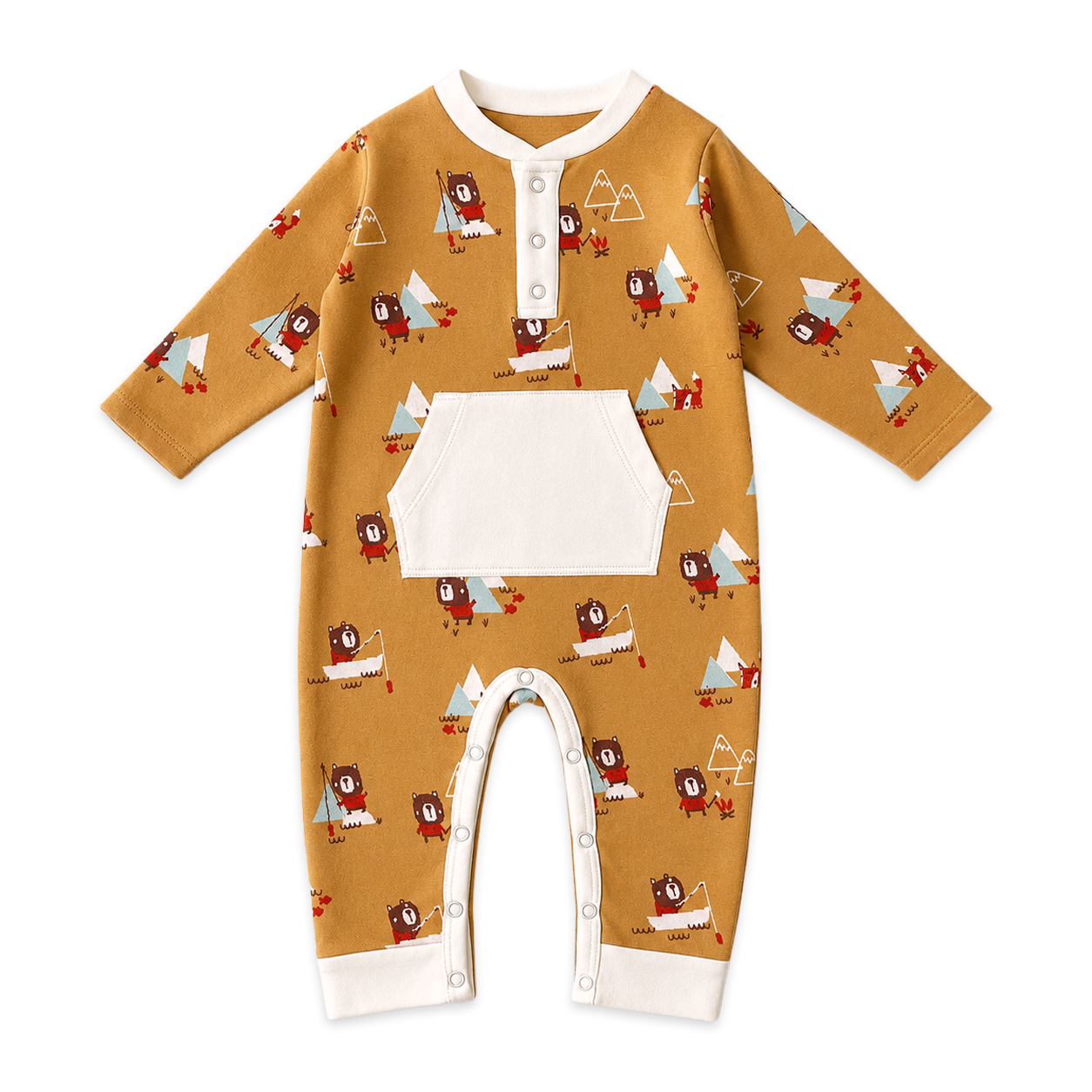 Bear &amp; Fox Kangaroo Jacquard Baby Jumpsuit (Organic Cotton)