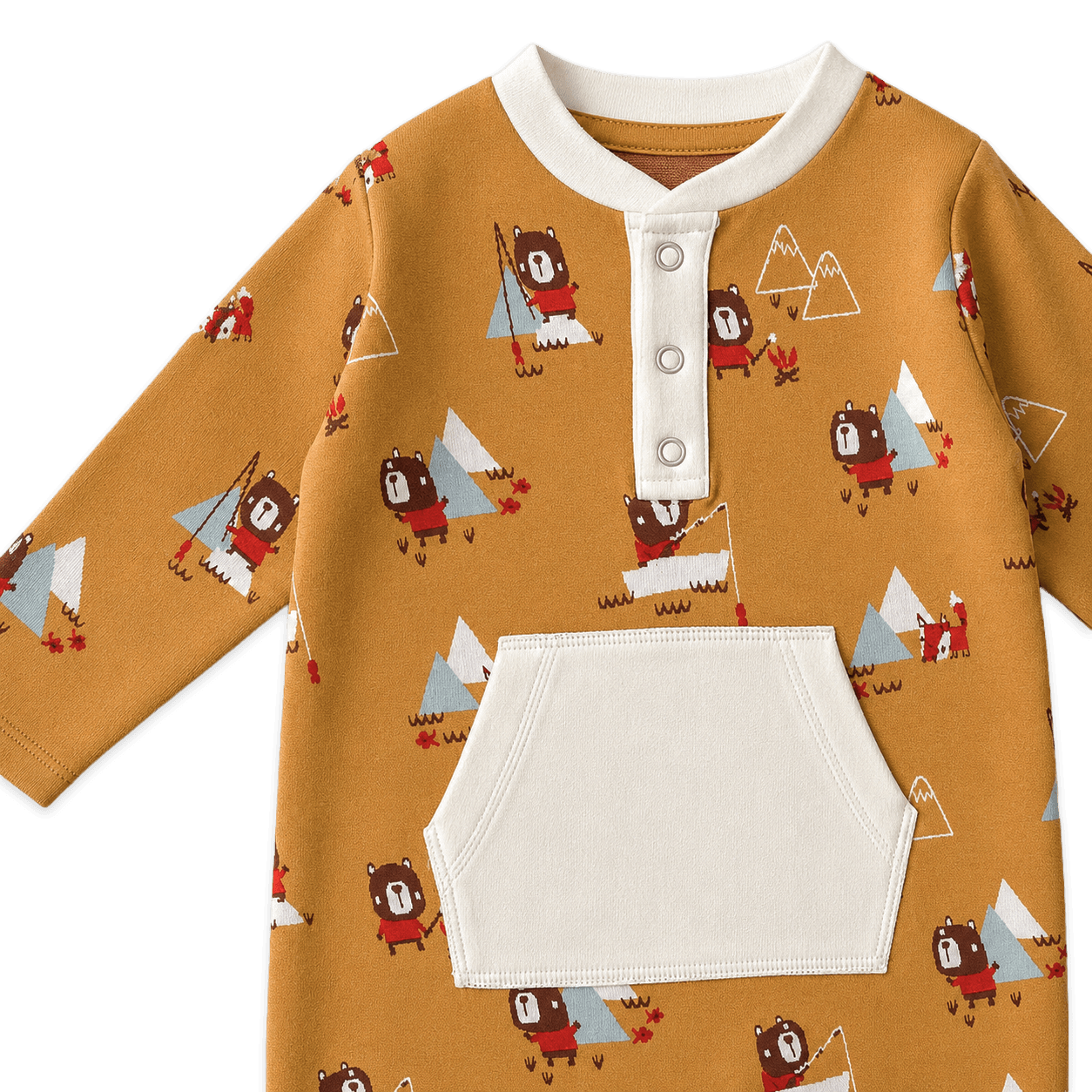 Bear &amp; Fox Kangaroo Jacquard Baby Jumpsuit (Organic Cotton)