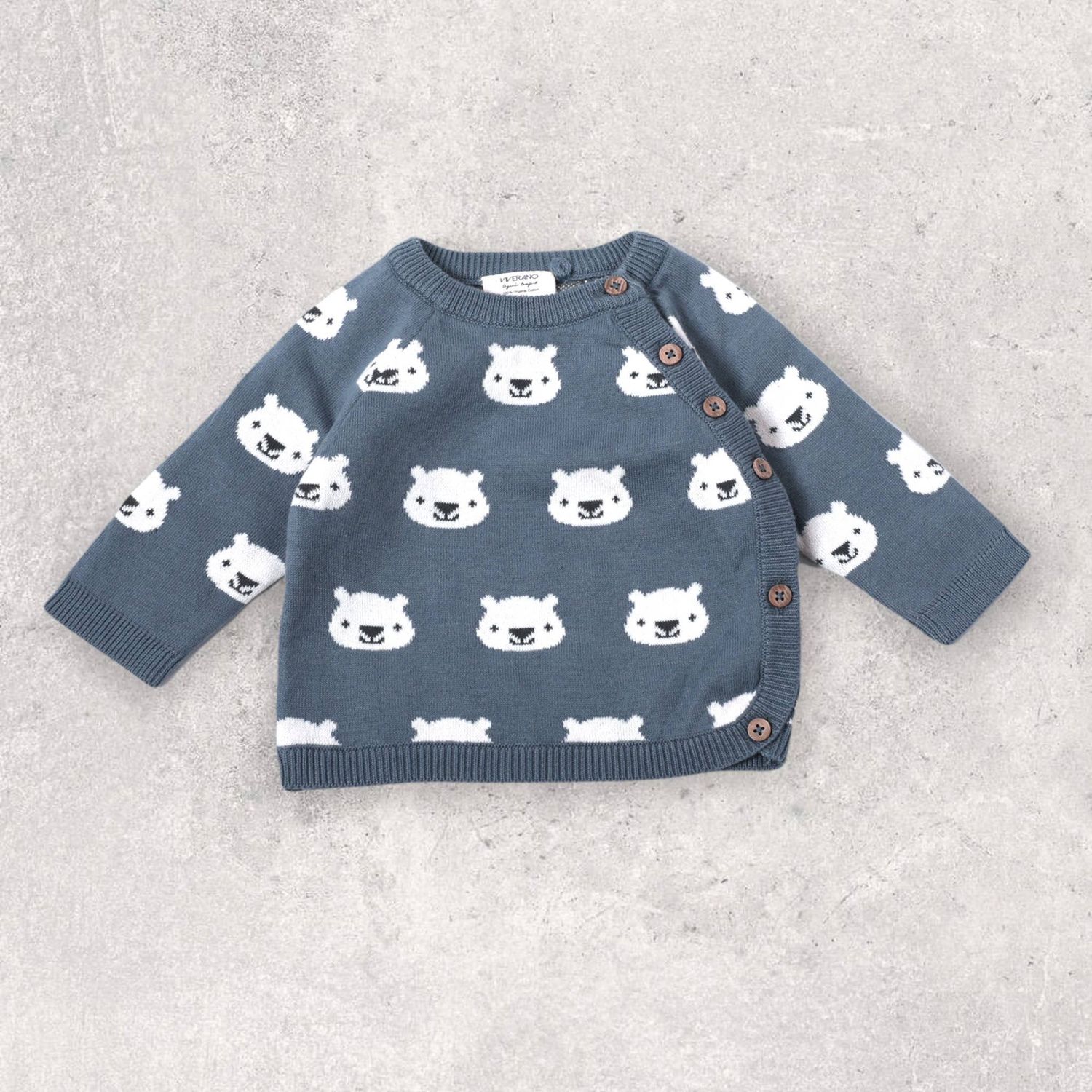 Bear Jacquard Knit Baby Pullover Sweater (Organic Cotton)