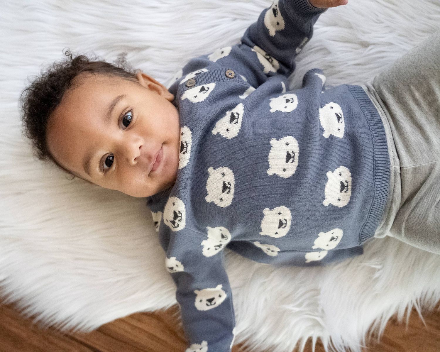 Bear Jacquard Knit Baby Pullover Sweater (Organic Cotton), Size: Newborn (0-1M)