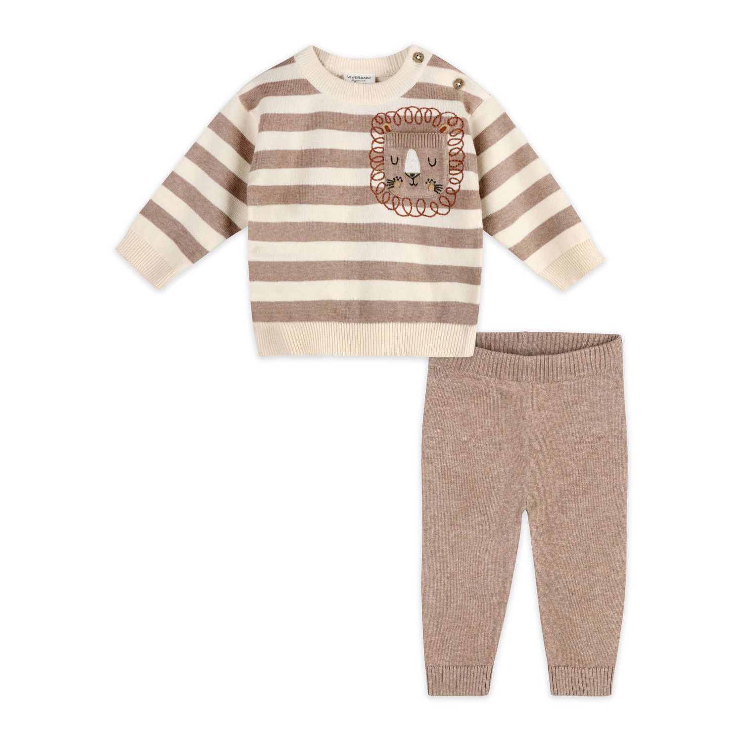 Lion Baby Knit Pullover &amp; Pants (Organic Cotton), Color: Oatmeal / Beige, Size: 18-24M