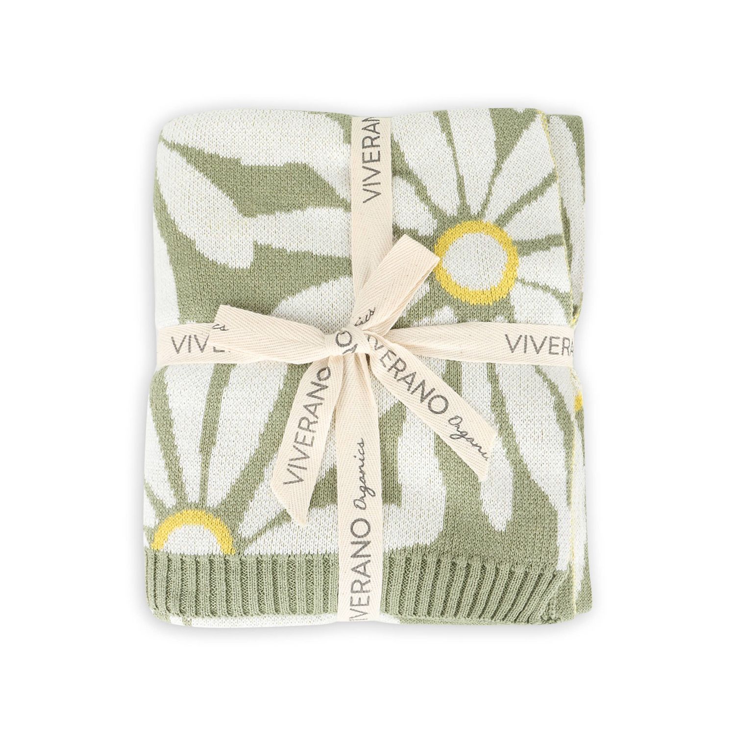 Wildflower - Organic Jacquard Knit Baby Blankets, Color: Sage Green, Size: One Size