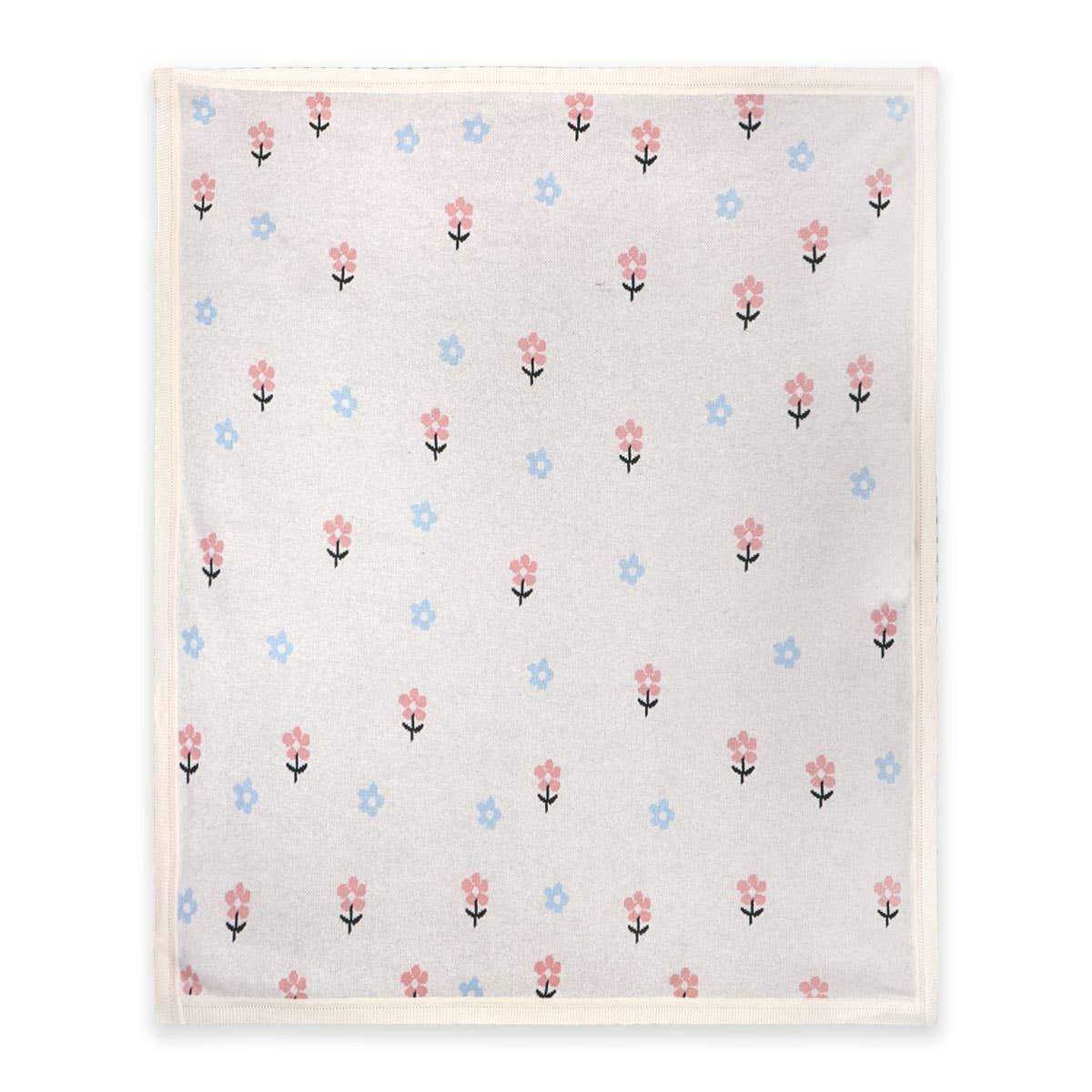 Sweet Floral -Organic Cotton Jacquard Knit Baby Blanket
