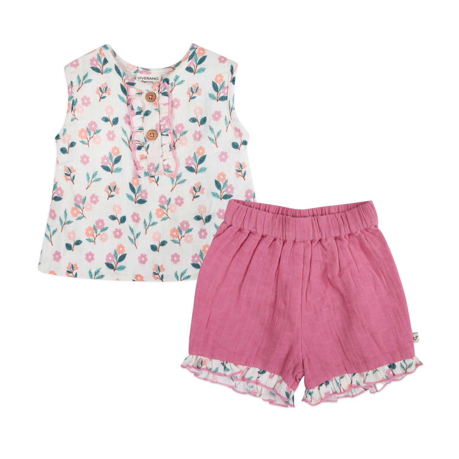 Bloom Baby Top + Shorts (Organic Muslin), Color: Natural, Size: 12-18M
