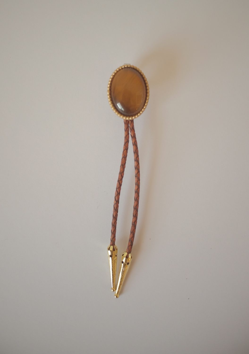 Bolo Baby Tie Clip-On Bolo Tie, Color: Tiger Eye Clip-On Bolo Tie Brown Cord (Size 4T)