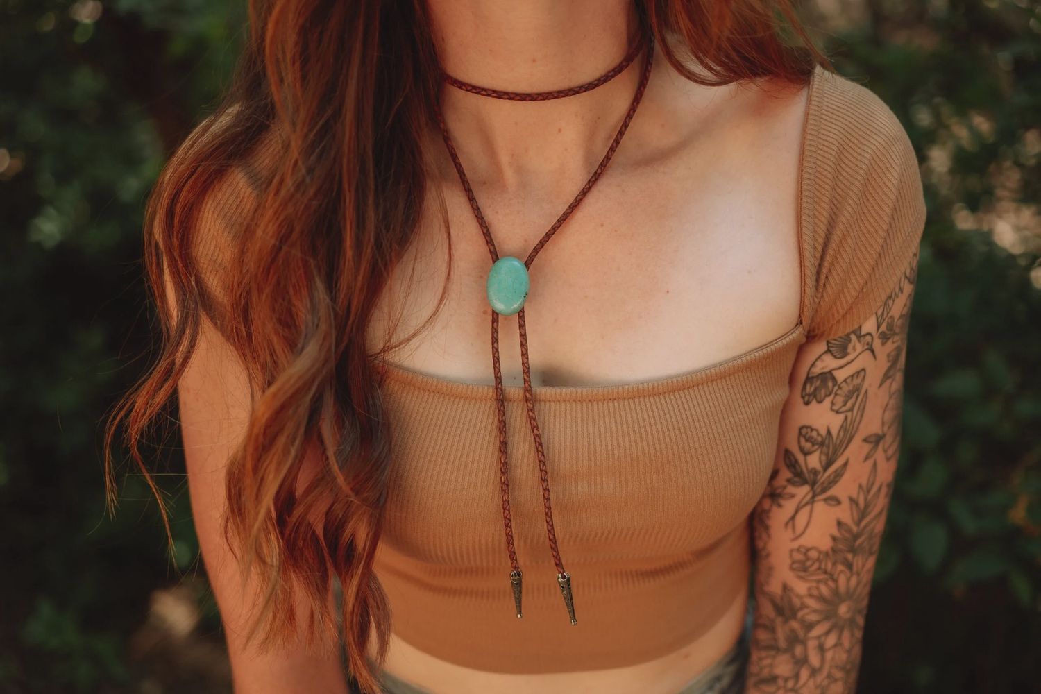 Turquoise Choker Fit Bolo Necklace